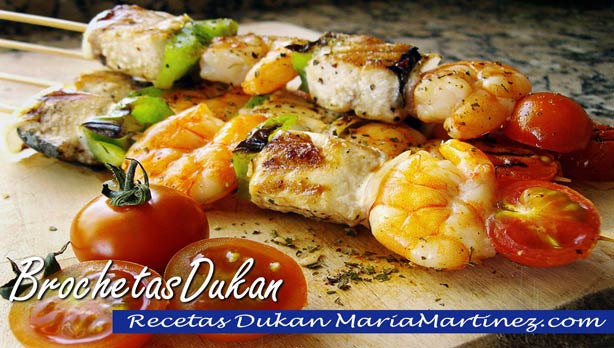 Brochetas Dukan de Gambas: Brochetas Thai
