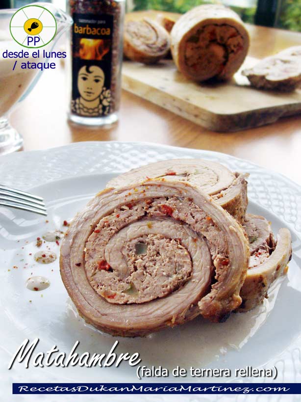 Matahambre Dukan para fase Ataque (falda de ternera rellena al horno)