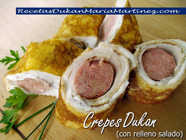 Crepes Dukan fase Ataque,  con relleno de salchicha fresca de pollo y pavo (la receta de David)