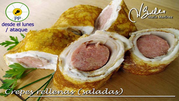 Crepes Dukan fase Ataque,  con relleno de salchicha fresca de pollo y pavo (la receta de David)