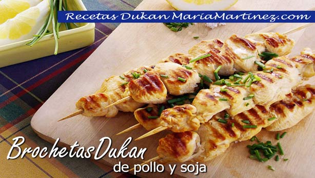 Brochetas Dukan de Pollo con salsa de Soja