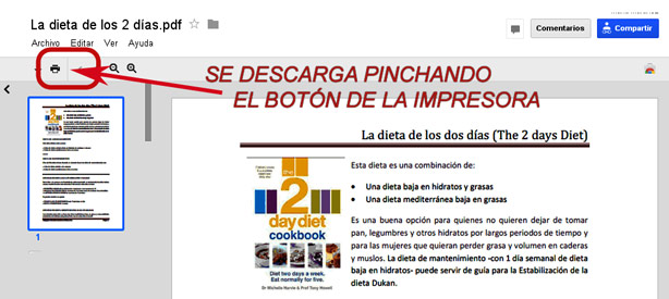 La dieta de los 2 días, PDF para descargar