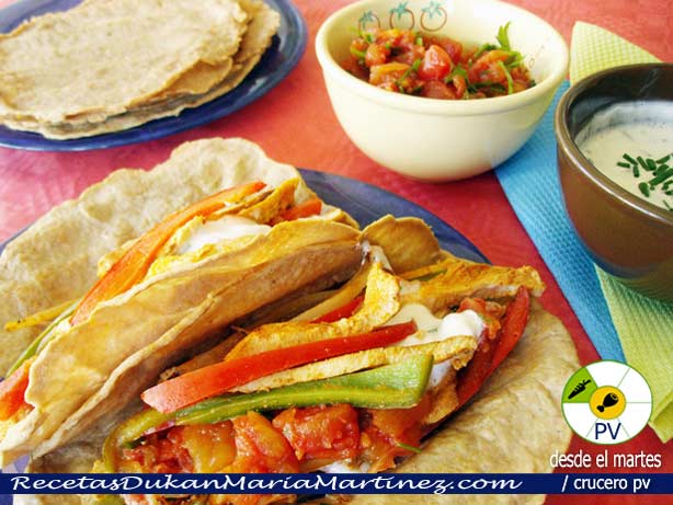 Fajitas Dukan de Pollo: Recetas Dukan Crucero