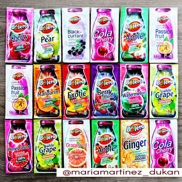 Bebiidas Bolero, jugo en polvo sin azúcar (saborizante) apto para la dieta Dukan desde la primera fase