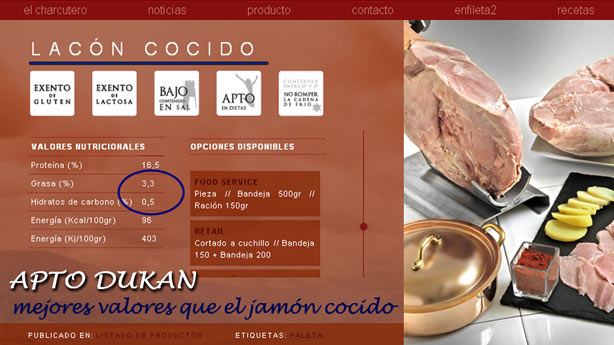 Lacón cocido: apto para Dukan desde Ataque