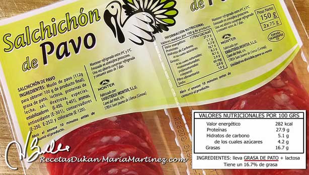 Salchichón de Pavo y dieta Dukan