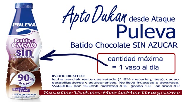 Batido Puleva Light de Chocolate SIN Azúcar: apto para la dieta Dukan desde fase Ataque