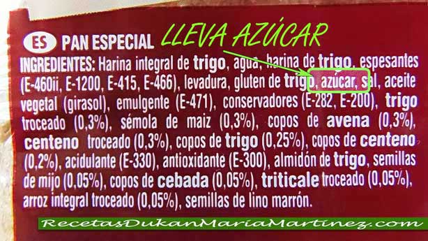Pan Thins NO Dukan: atención, lleva azúcar en la lista de ingredientes.