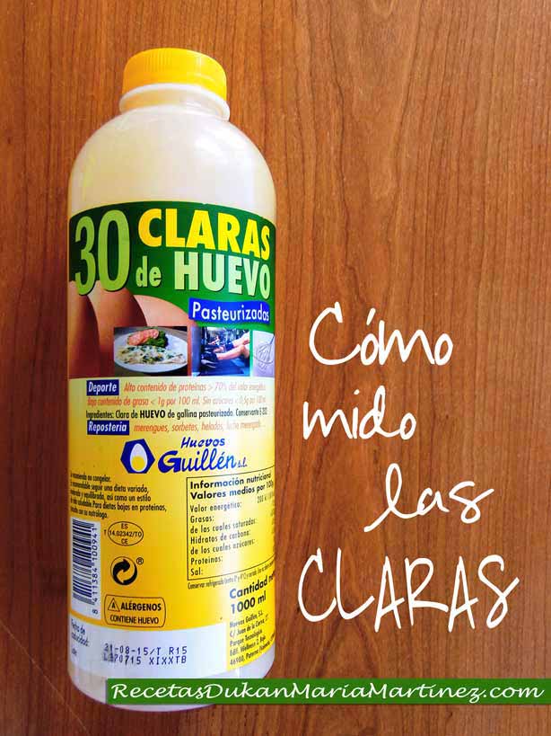 ¿Cómo mido las claras para una receta? He comprado claras pasteurizadas: ahora, ¿cómo se cuánto es una clara?