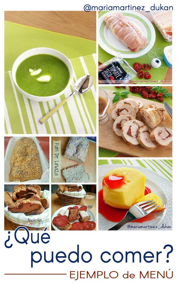 Dieta Dukan, ejemplo de Menú para comida o cena